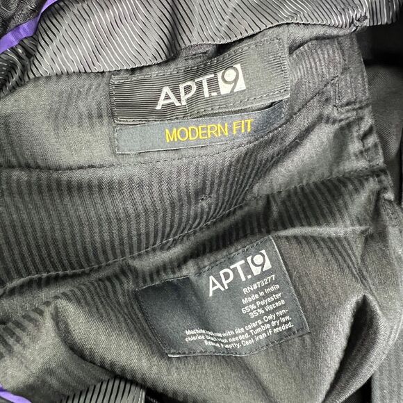 Apt 9 Pants Mens 42 Black Modern Fit Flat Front Straight Viscose Blend Dress - Picture 8 of 12